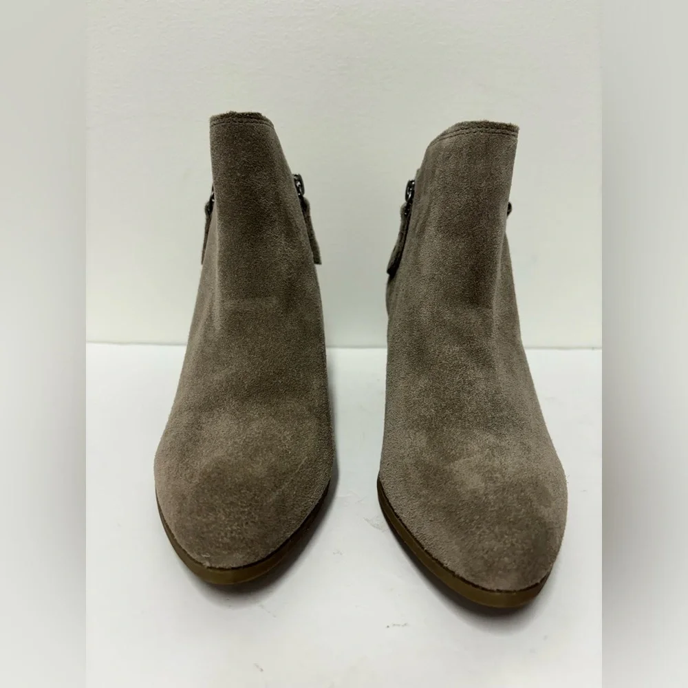 FRYE Judith Taupe Leather Suede Zip Up Heeled Ankle Boots Women’s Size 7